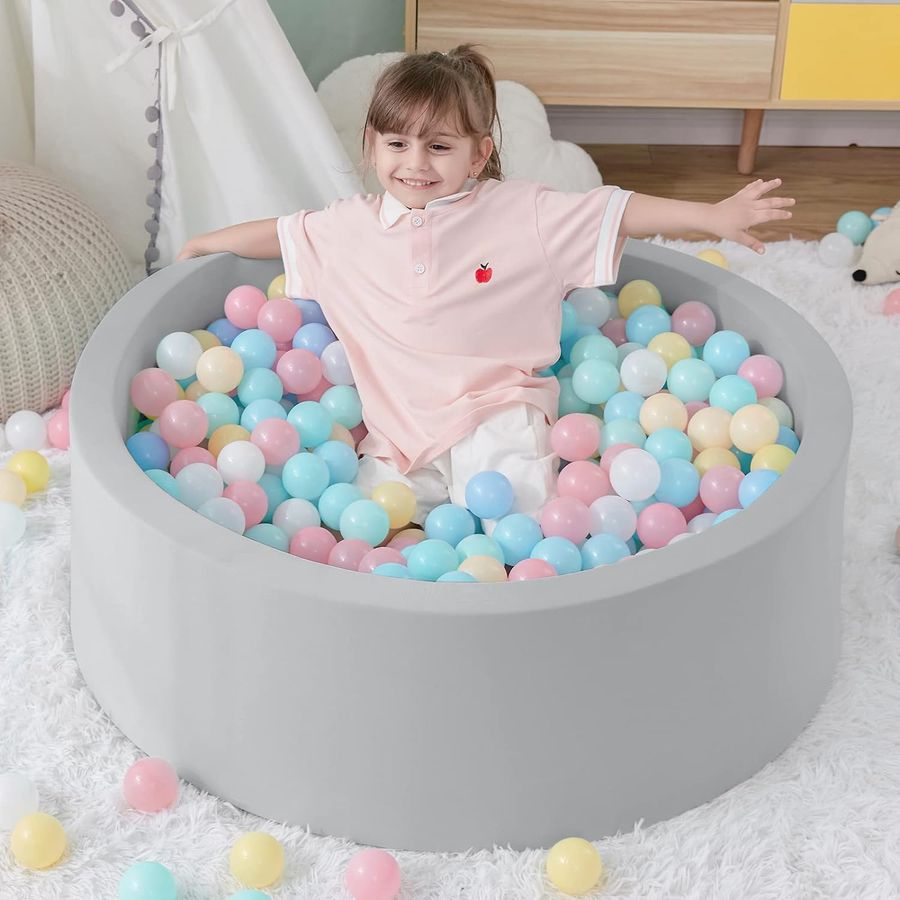 Foam Ball Pit, 35.4"x 11.8" Ball Pits for Toddlers, Soft Round Kiddie Baby Playpen Ball Pool for Kids, Ideal Gift for Babies Indoor and Outdoor Game, Balls not Included (Grey) added by Lauren Kunewa