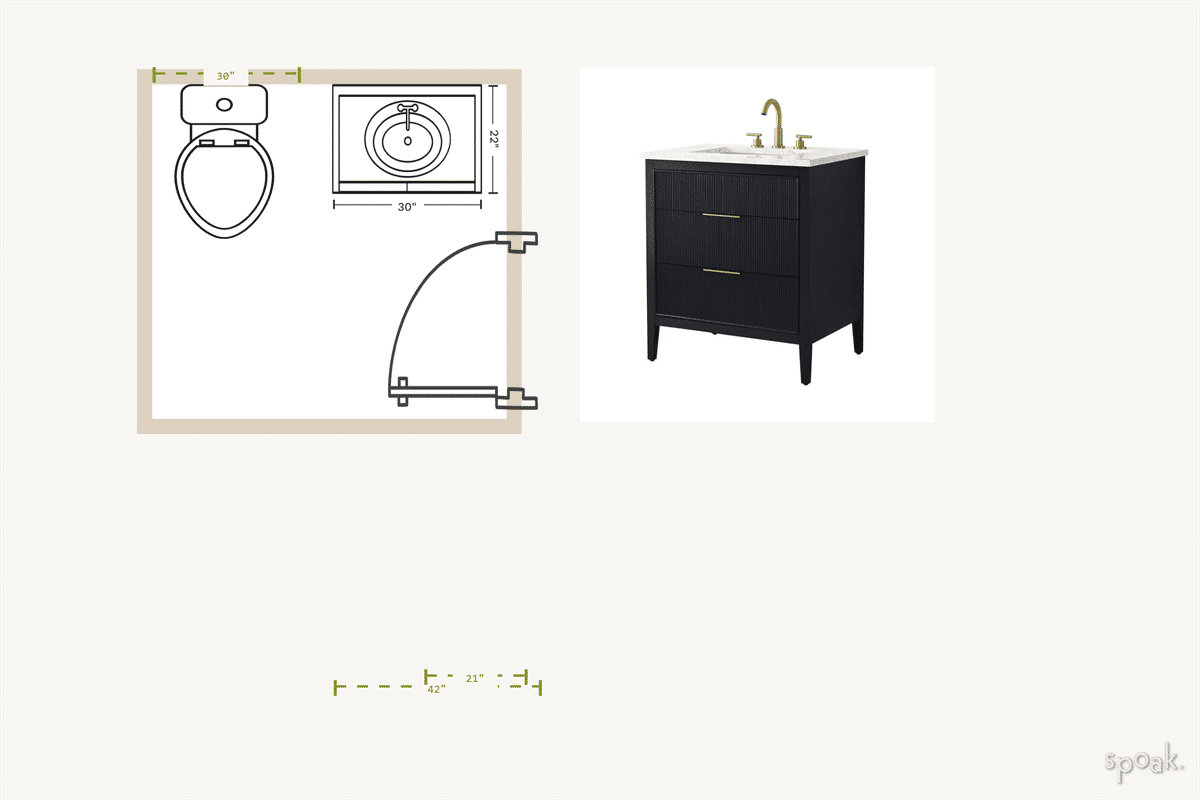 Square Half Bathroom Layout designed by Jenni Winter