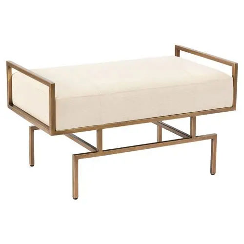 John-Richard Modern Classic Wiggins Beige Fabric Upholstered Gold Metal Frame Bench added by Courtney Shaw