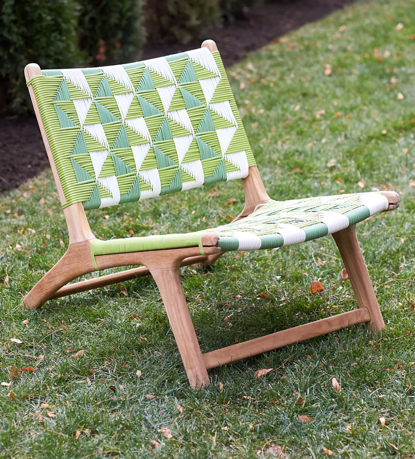 Havana Wicker + Teak Armless Chair, Geo Stripe added by Samantha Grifone