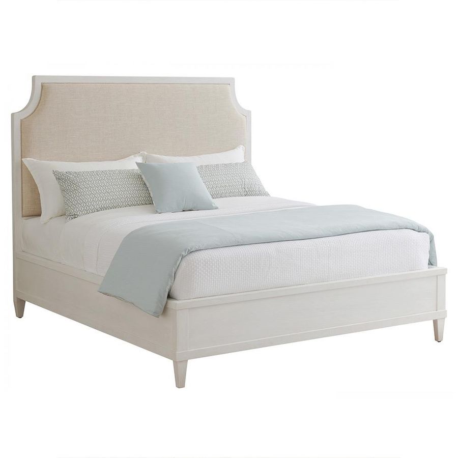 Tommy Bahama Coastal White Mahogany Beige Performance  Upholstered Bed - Cal King added by Where The Heart Is Designs