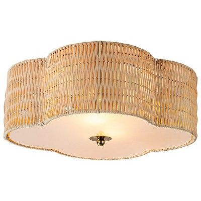 C Cattleya 2-Light Farmhouse Rattan Ceiling Flush Mount with Glass Bottom(E26) added by Emily Brooks
