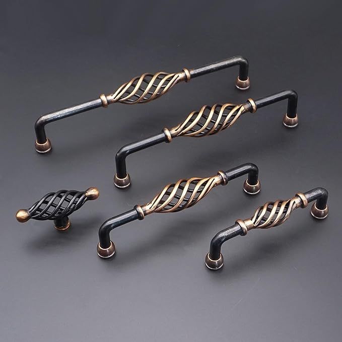 (Hardware) LBFEEL 5" Antique Birdcage Cabinet Pull + Knob Copper Black added by Kate Savitch