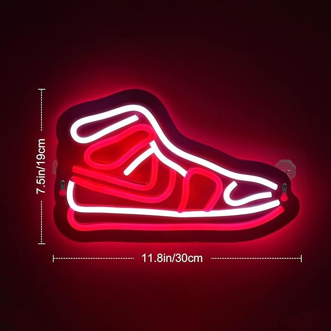 Sneaker Neon Sign - Red and White Shoe LED Neon light for Home Party,Beer Pub,Cafes,Bedroom,Birthday Party Wall Decor Gift added by Tiffany Borland
