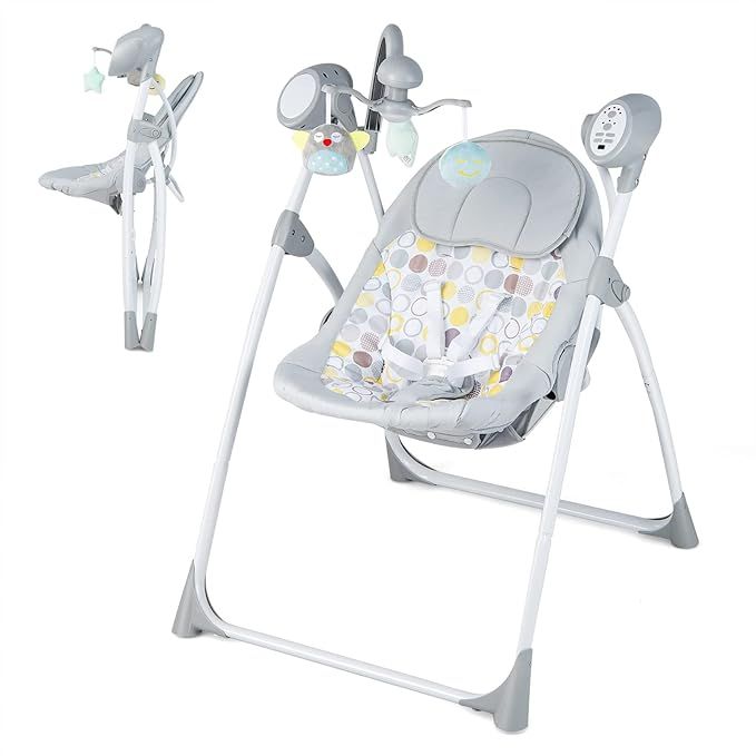 BABY JOY Baby Swing, Portable Baby Rocker with 5 Swing Speeds, 3-Position Adjustable Backrest, 3 Timer Settings, 12 Melodies & 5 Natural Sounds, Electric Compact Baby Swings for Infants added by Katie Crum