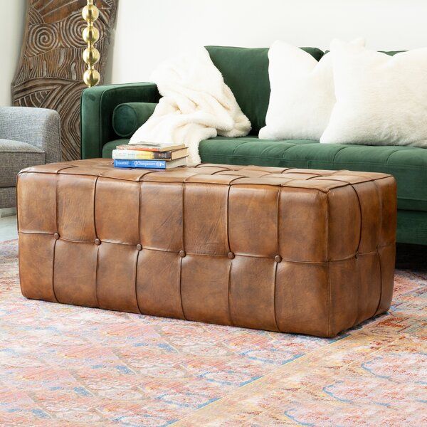 Alouise 47.5" Wide Genuine Leather Tufted Rectangle Ottoman added by Where The Heart Is Designs