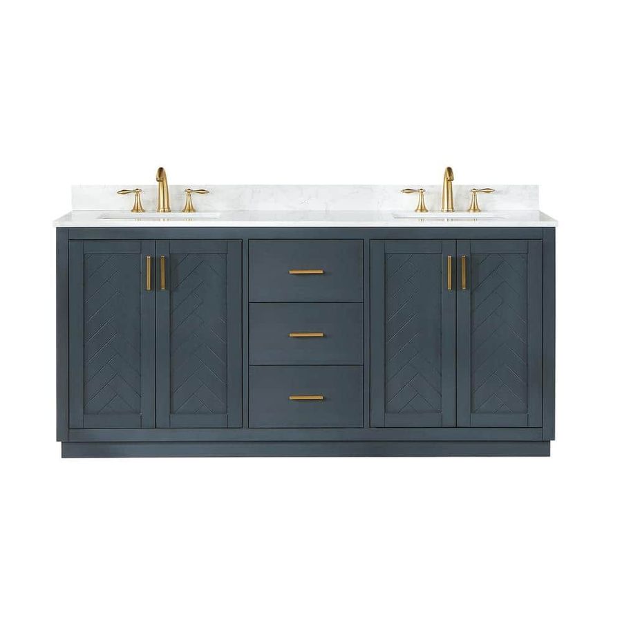 Altair Gazsi 72 in. W x 22 in. D x 34 in. H Bath Vanity in Classic Blue with Grain White Composite Stone Top 543072-CB-GW-NM - The Home Depot added by Amanda Higgins