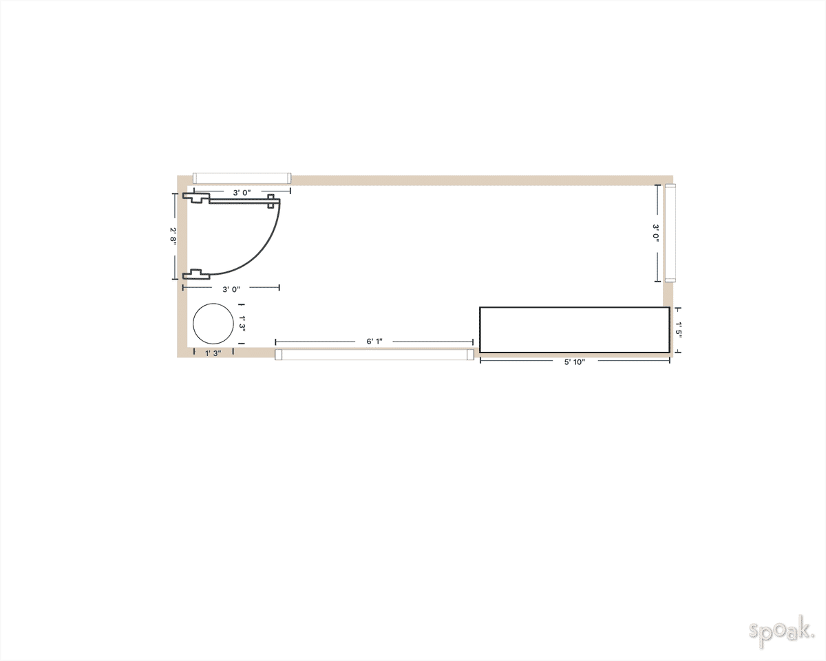 Rectanglar Living + Dining Room Plan designed by Meg DeLong