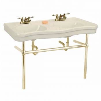 Renovators Supply Manufacturing 22265 Belle Epoque 46 3/4 Inch Double Console Bathroom Sink with Brass Bistro Legs - Biscuit added by Spoak Member