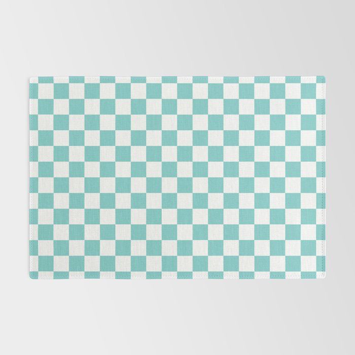 Aqua Checkerboard Pattern Rug by CoolFunAwesomeTime 6x9 added by Kate Lynn Nemett