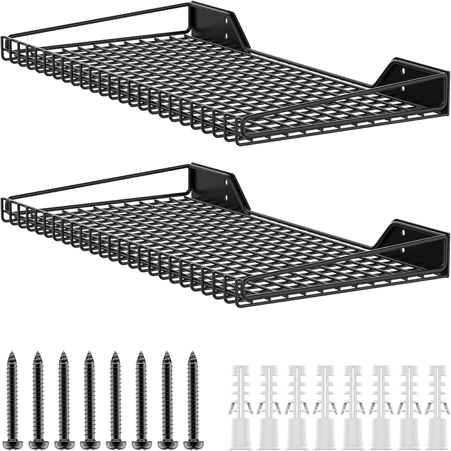 TORACK 2 Pack Wall Mounted Storage Shelves, 23.5" x 12" Wall Shelf for Garage, Closet, Laundry Room, Heavy Duty Garage Wall Shelving, Holds Up to 65 Lbs(Black) added by Erica Ramon