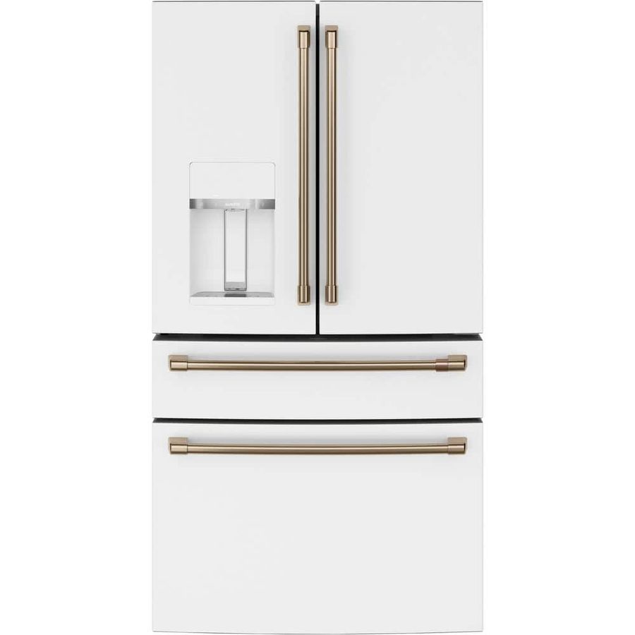 Cafe 27.8 cu. ft. Smart 4- Door French Door Refrigerator with Convertible Middle Drawer in Matte White CVE28DP4NW2 - The Home Depot added by Abbey Eilermann