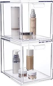 STORi Audrey Stackable Bin Clear Plastic Organizer Drawers | 2 Piece Set | Organize Cosmetics and Beauty Supplies on a Vanity | Made in USA added by Angelina Panasyuk