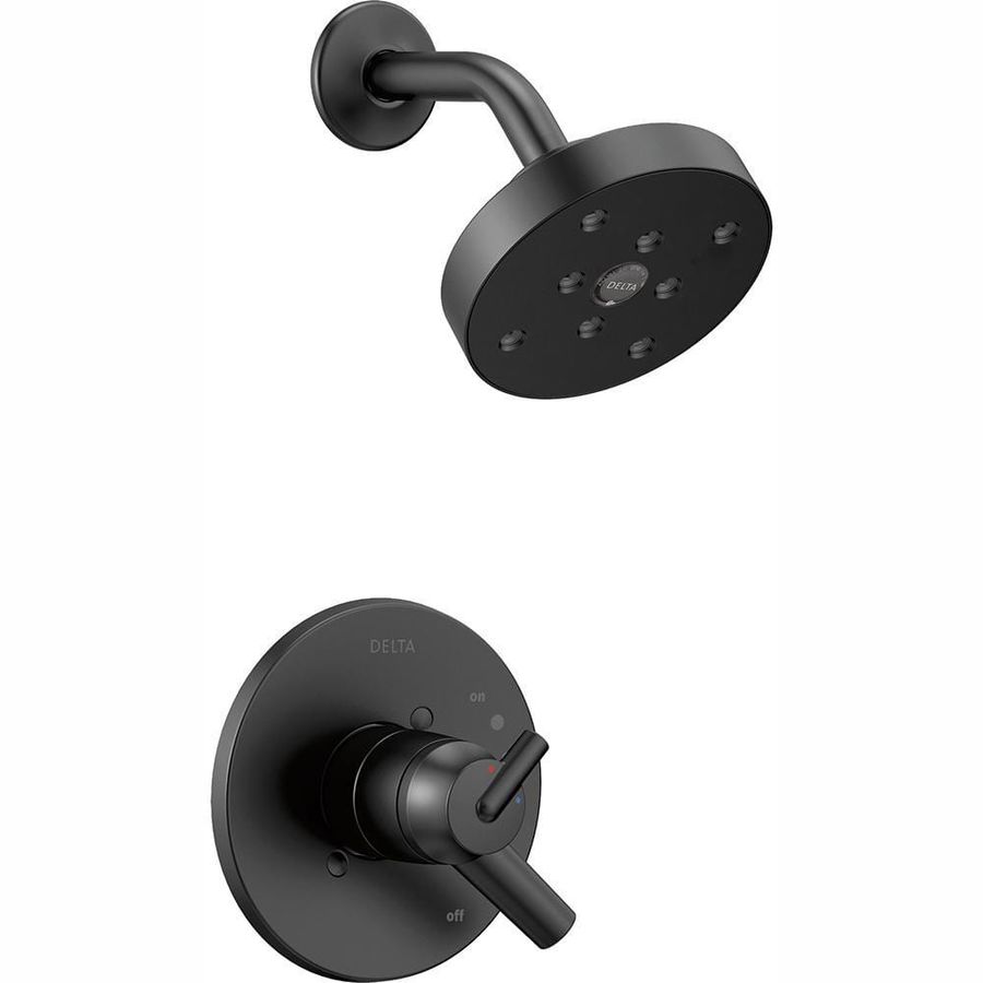 Delta Trinsic 1-Handle Wall Mount Shower Trim Kit with H2OKinetic in Matte Black (Valve Not Included) T17259-BL - The Home Depot added by Danielle Lambert