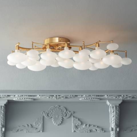 Lilypad 30 1/4" Wide Warm Brass Frosted Glass Ceiling Light - #281W0 | Lamps Plus added by Chaya Nayak