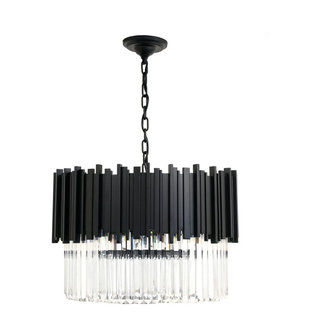 Sosha Modern Matte Black Chandelier Drum With Crystals, 24" - Pendant Lighting - by Lighting Boutique | Houzz added by Nichole McKune