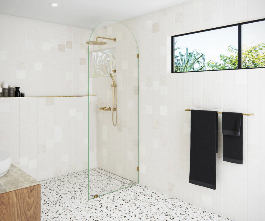 Venus 32 in. x 86.75 in. Fully Frameless Arched Single Fixed Shower Panel added by Jazel Martinez