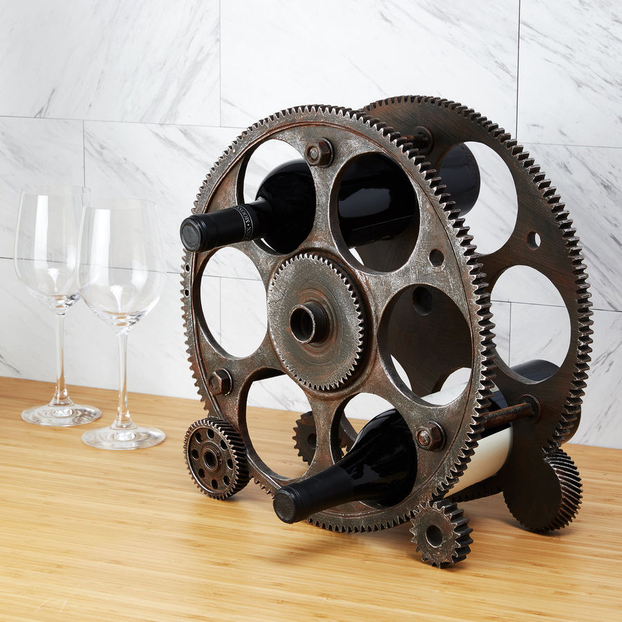 Foster and Rye™ Gears And Wheels Wine Rack13" x 5" / Silver added by Melissa Fraum