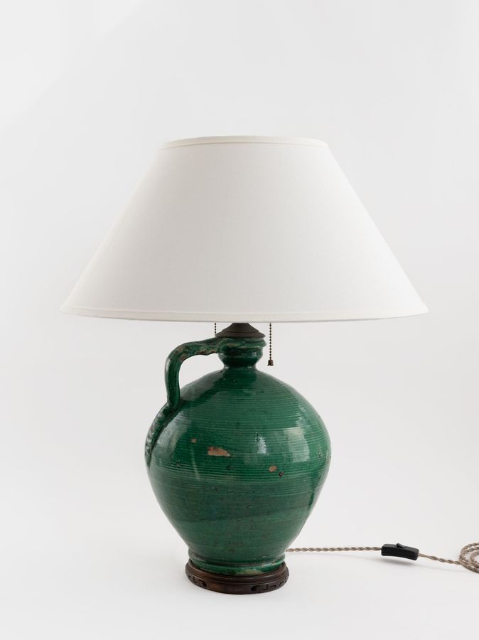 Antique Green Glazed Pottery Lamp — Sunday Shop added by Serena Finnerty