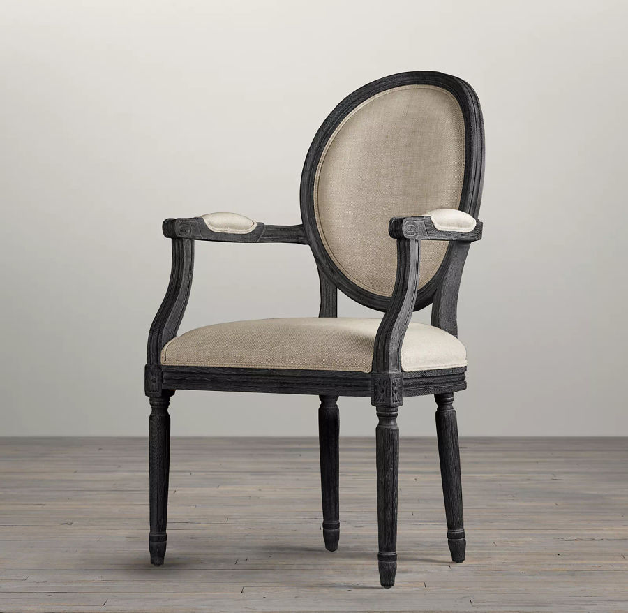 VINTAGE FRENCH ROUND FABRIC DINING ARMCHAIR added by Ashley Kinder