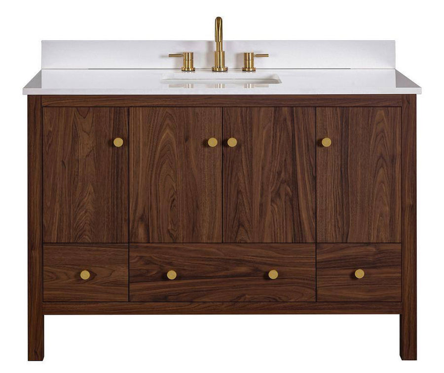 Glacier Bay Rory 48 in. Single Sink Walnut Bath Vanity with White Engineered Marble Top (Assembled) 23032-VS48-WA added by Julianne Hart