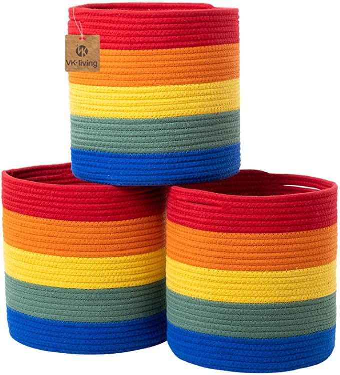 VK Living Rainbow Cotton Rope Storage Baskets, 11x11'', 3 Pack added by Kate Lynn Nemett