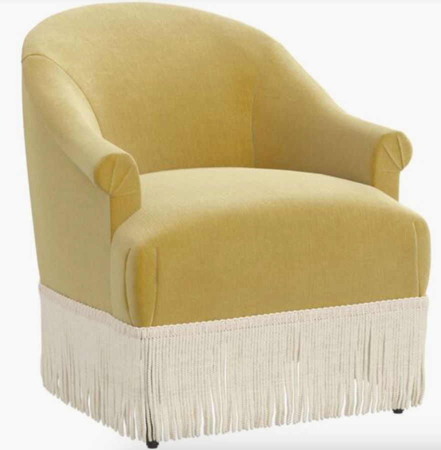 Abigail Fringe Accent Chair, Velvet added by Paulina Canini