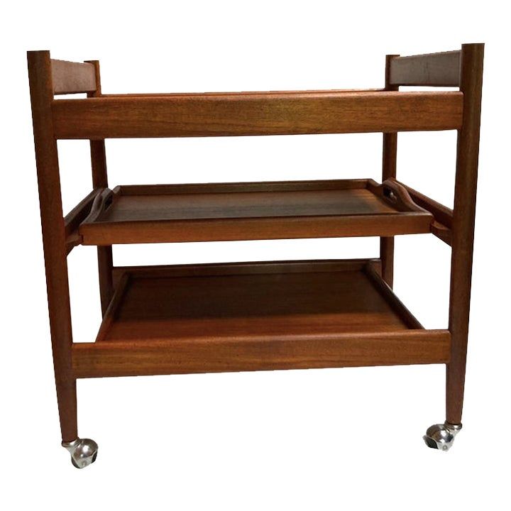 1960s Vintage Teak Beverage Cart With Pull Out Tray added by Sherez Mohamed
