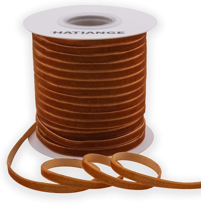 HATIANGE Ginger Velvet Ribbon 1/4 Inch X 50 Yards for Gift Wrapping, Hair Bows, Choker, Wedding Decorations added by Erica Ramon