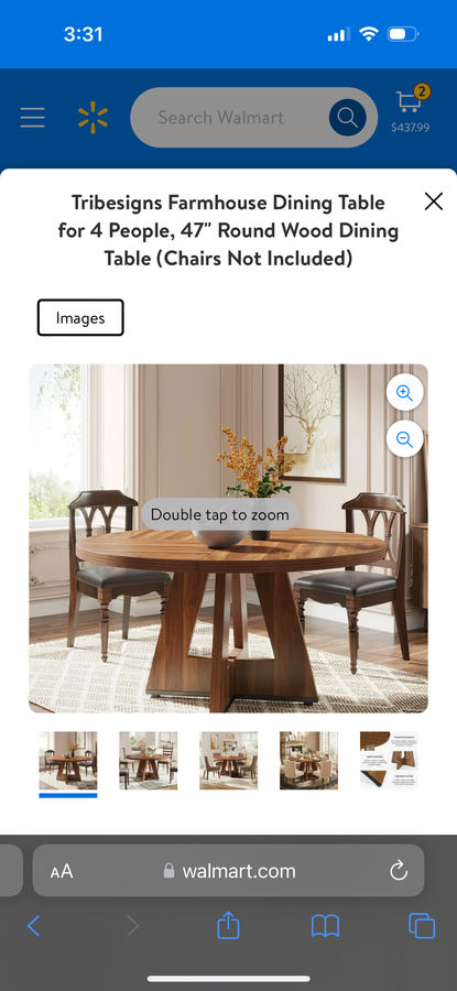 Tribesigns Farmhouse Dining Table for 4 People, 47" Round Wood Dining Table (Chairs Not Included) added by Lindsey Bracewell