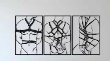 Set of 3 Bondage Metal One Line Art, Men in Fantasy World Sign, Minimal Artwork, Masculine BDSM Art, Aesthetic Naked Gay Men Bedroom Decor - Etsy added by Tiana Olivo