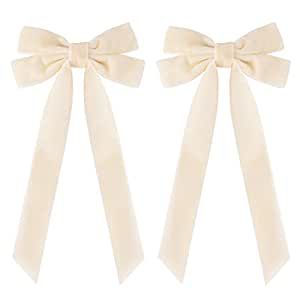2PCS Velvet Hair Bows White Hair Ribbon Clips Big Fall Alligator Clips Hair Accessories for Women Girls Toddlers Kids Baby added by Jenna Quinones