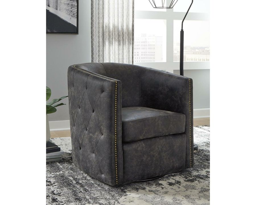 Signature Design by Ashley Brentlow Distressed Black Casual Swivel Chair & Reviews | Wayfair added by sallie tyler