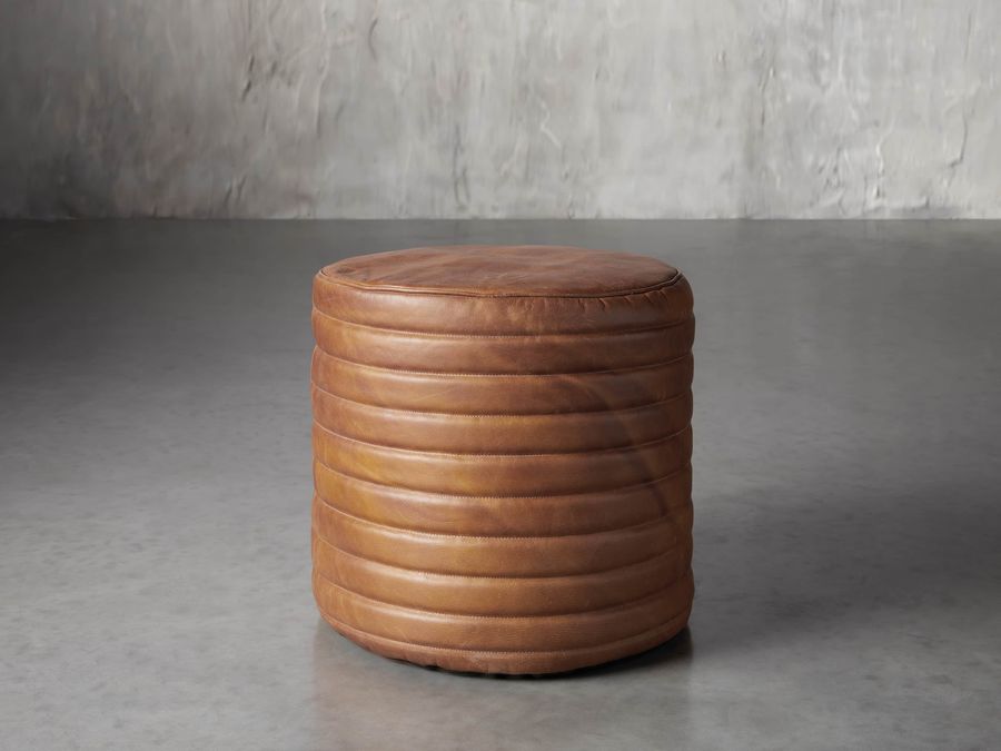 Round Channel Leather Pouf added by Kristi Kautz