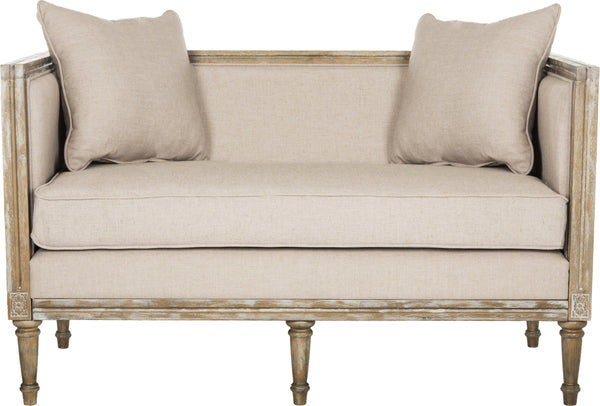 Safavieh Leandra Linen French Country Settee Taupe and Rustic Oak added by Jamie Perry