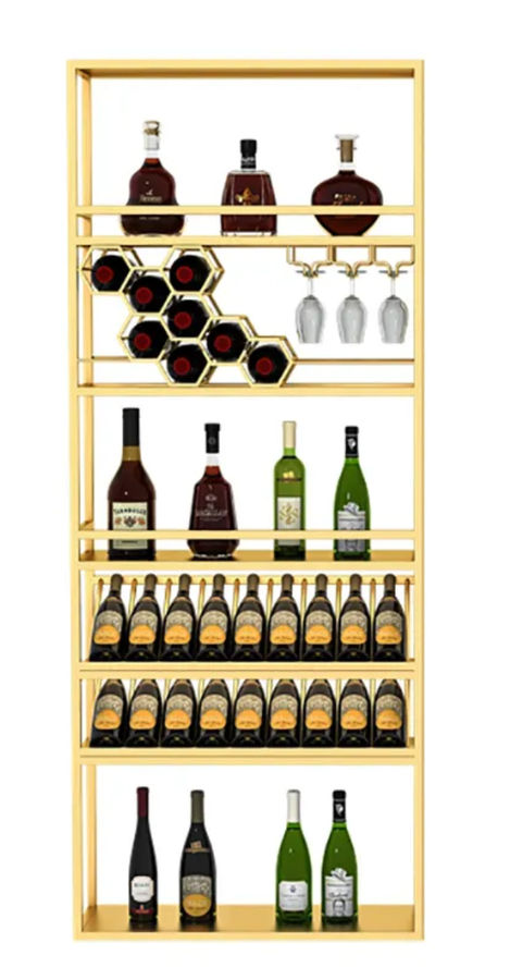 Gold Contemporary Standing Honeycomb Wine Rack with Glass Rack-A added by Lauren Houston