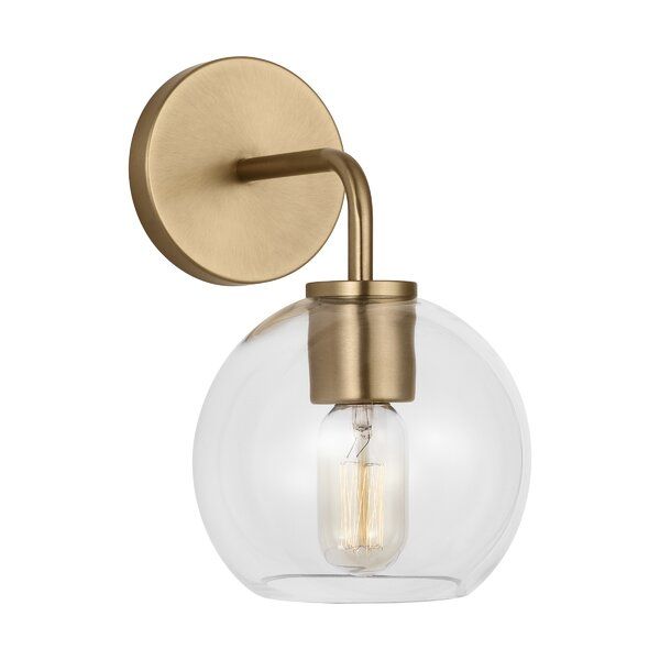 Childerley Single Light Glass Steel Dimmable Armed Sconce added by Anna Davidson