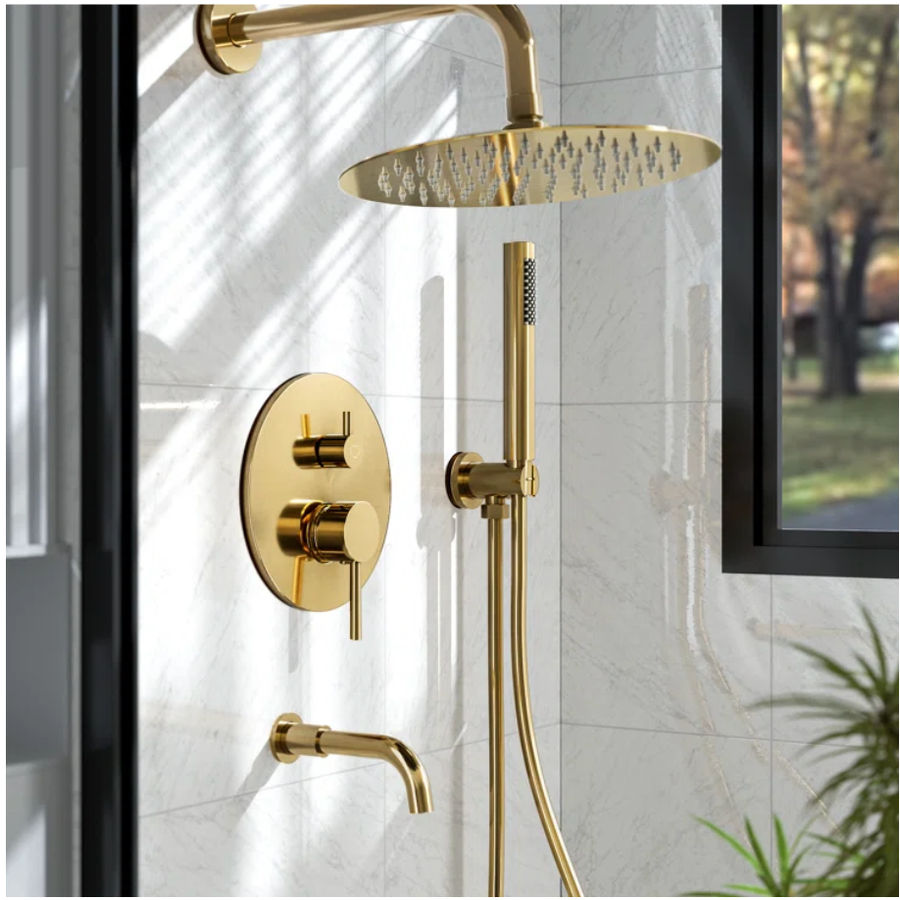 AquaFusion Trio Collection Tub And Shower Faucet With Rough-In Valve | AllModern added by Stephanie Northrop