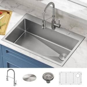 Loften All-in-One Stainless Steel 33-inch 2-Hole Single Bowl Sink with Faucet added by Nicol Nolte