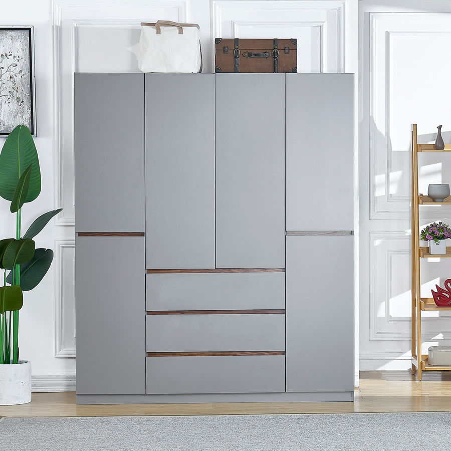 Mercer41 Sheani Solid + Manufactured Free Standing Wardrobe Closets, Gray | Wayfair added by sallie tyler