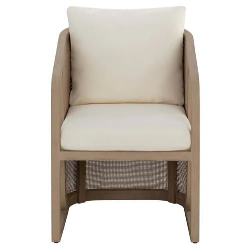 Sunpan Palermo  Brown Teak Cream Cushion Woven Wicker Outdoor Dining Arm Chair added by Nicole Schwan