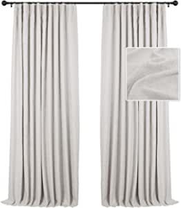 INOVADAY 100% Blackout Curtains 84 Inches Long for Bedroom Living Room, 50 Inch Wide Linen Blackout Curtains with Ring Clips, Thermal Insulated Curtain Drapes, Beige, W50 x L84, 1 Panel added by Haley Freckleton