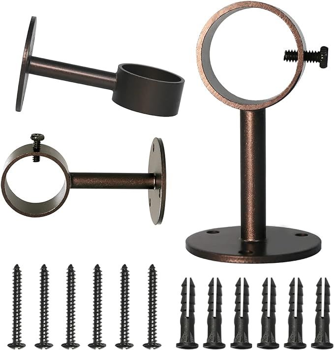 IHRDNNR Curtain Rod Brackets Heavy Duty Ceiling-Mount Rod Holders for Fits Rods up to 1 or 1.25 Inch Rods, Set of 3 (Bronze) added by erika grossman