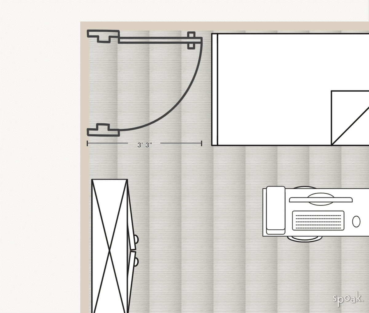 Small Square Dorm Room Layout designed by tanice webster