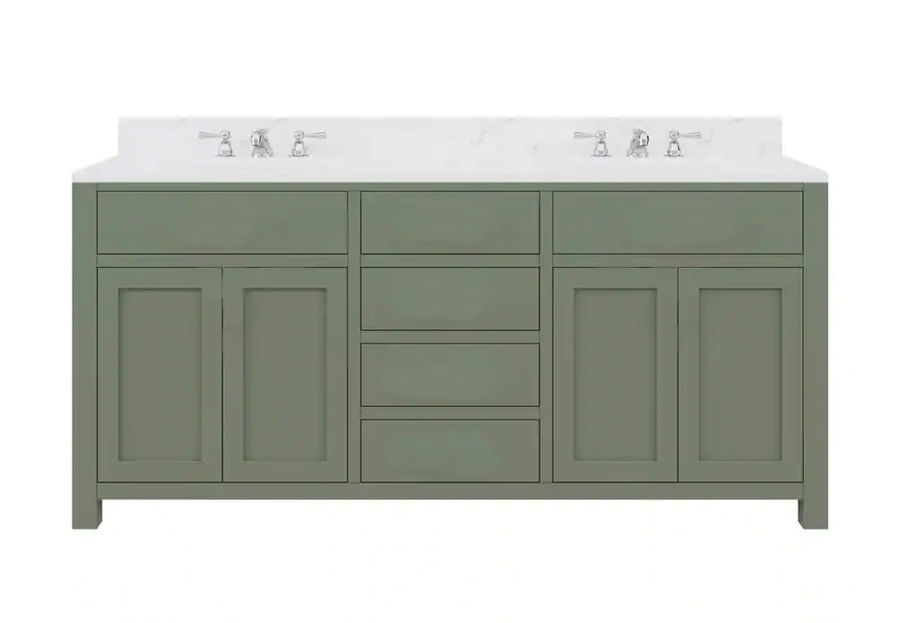 Madison 72 in. W x 21.5 in. D Vanity in Glacial Green with Marble Vanity Top in White with White Basin and Faucet added by Jenna Quinones