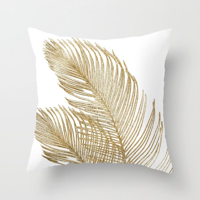 Palm Leaves Finesse Line Art with Gold Foil #2 #minimal #decor #art #society6 Throw Pillow by Anita's & Bella's Artwork added by Amanda Manganaro