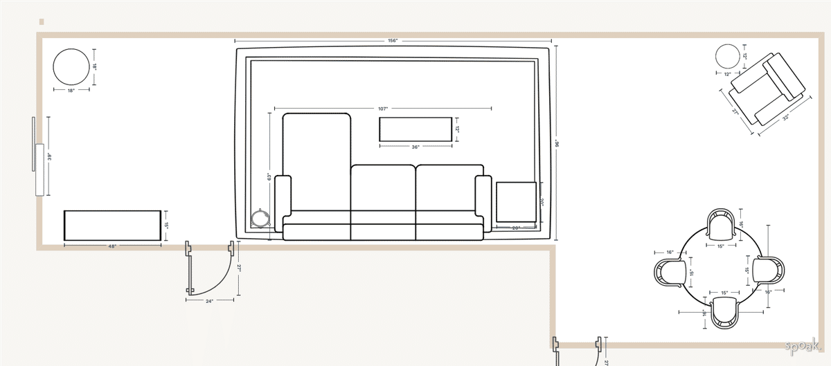 Family Room Floor Plan designed by Constance Johnson