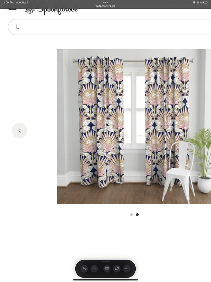 Blush King Protea Art Deco (midnight) Curtain Panel byhelenpdesigns added by Jennifer Castro