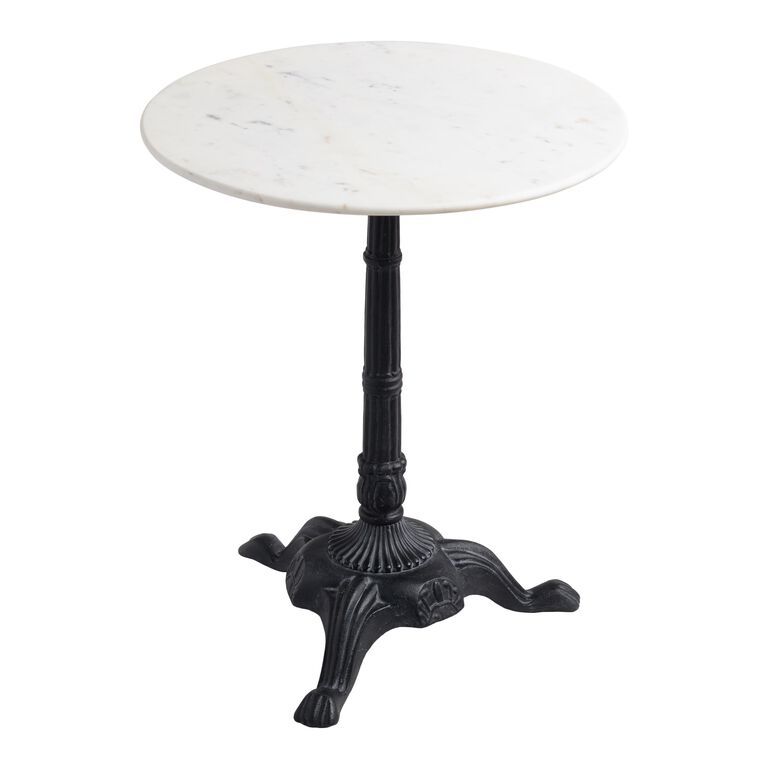 Round White Marble and Black Metal Bistro Side Table - World Market added by Christina Robinson