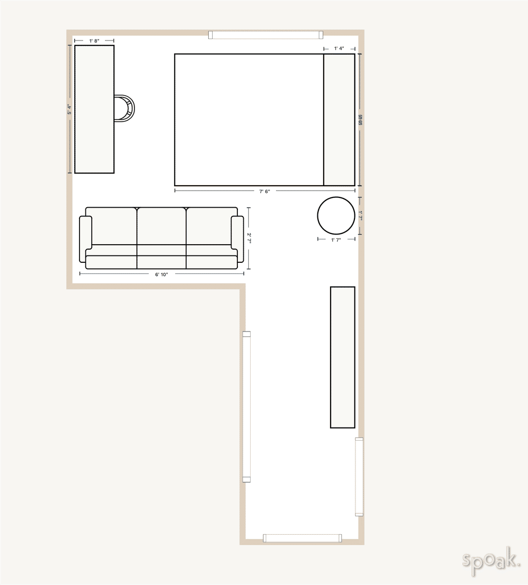 L-Shaped TV Room Layout designed by Ryan Bulger